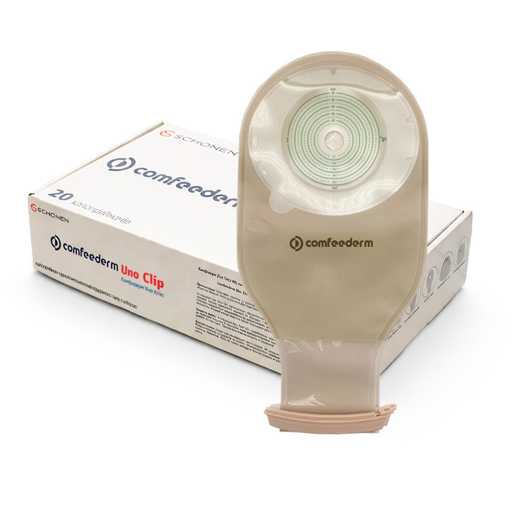 Комфидерм Уно Кліп, калоприймач однокомпонентний відкритого типу з кліпсою, 15-70 mm (мм) № 20